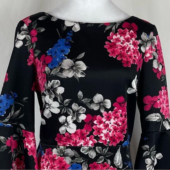 Nine West Bold Floral CottageCore Ruffled Date Night Dress NWOT Size 8 - Picture 3 of 14